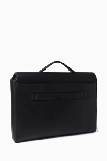 Iconic Plaque Laptop Bag in Faux Leather