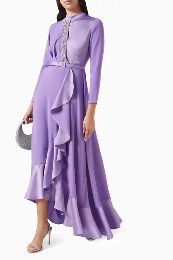 Embellished Colour-block Maxi Dress