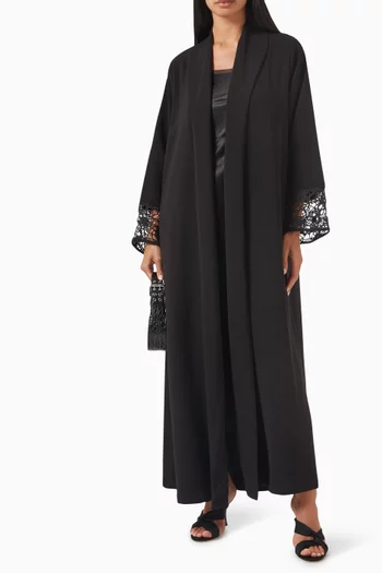 Zainah Cut Abaya in Polycrepe & Lace