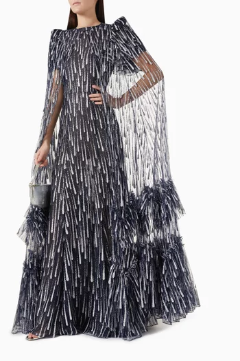 The Silver Rain Cape in French Tulle