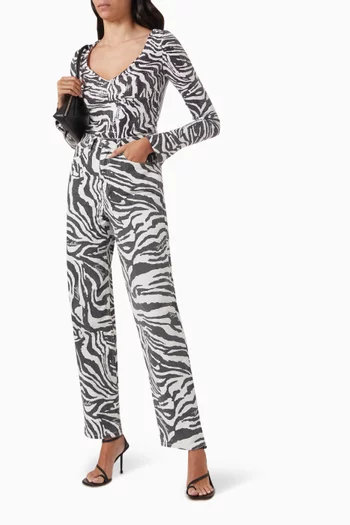 Zebra Sequin Long-sleeve T-shirt in Recycled Polyester
