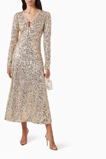 Net Sequins Midi Dress in Recycled Polyester