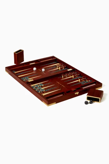 Tartan Parkwood Backgammon Set in Mahogany and Brass