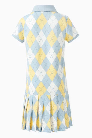 Argyle-motif Dress in Stretch Cotton
