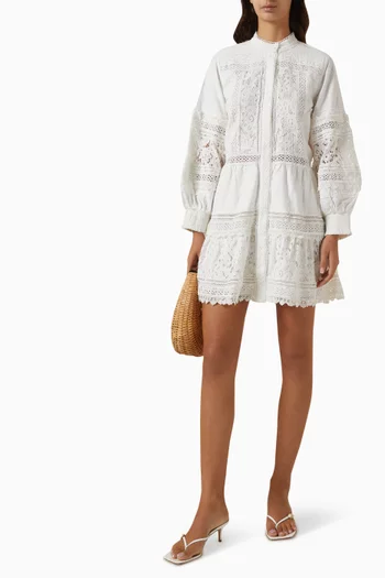 Cailin Tunic Tiered Mini Dress in Cotton