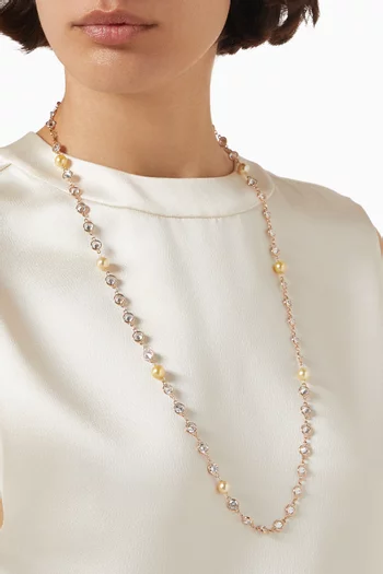 Claire Pearl & Crystal Necklace in 18kt Gold-plated Stainless Steel