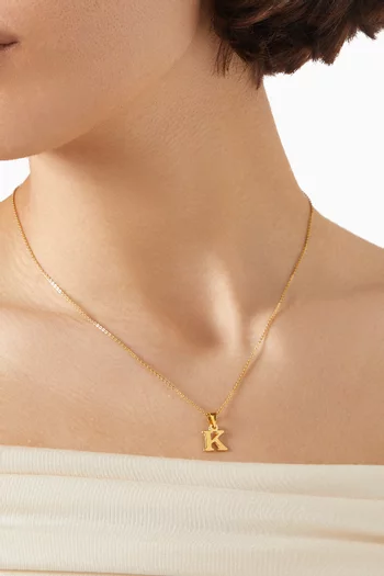 Letter 'K' Initials Pendant Necklace in 18kt Gold-plated Sterling Silver
