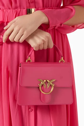 Mini Love One Light Top Handle Bag in Glossy Leather
