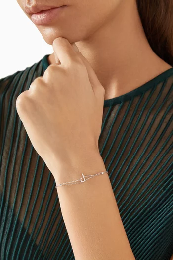 Arabic Letter 'K' ك Diamond Bracelet in 18kt White Gold