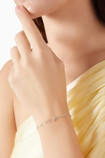Arabic Letter 'M' م  Diamond Bracelet in 18kt White Gold