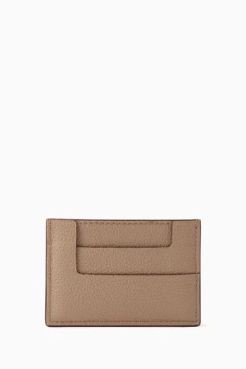 TF Monogram Card Holder in Grained Leather