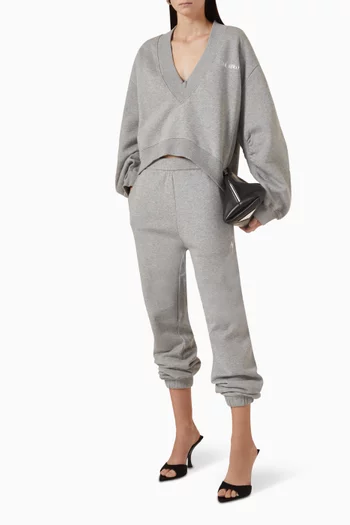 V-neck Oversized Sweatshirt in Brushed Fleece