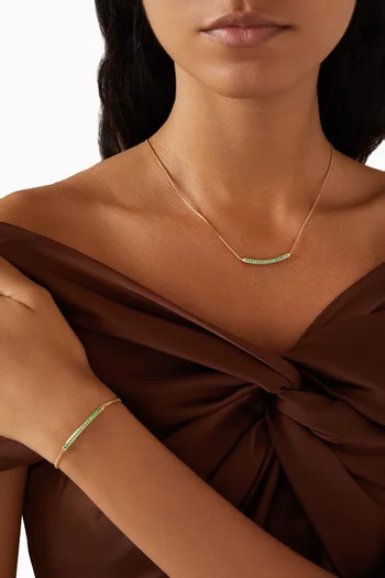 Petite Pavé Bar Necklace in 18kt Yellow Gold with Emeralds