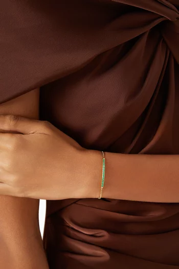 Petite Pavé Bar Bracelet in 18kt Yellow Gold with Emeralds
