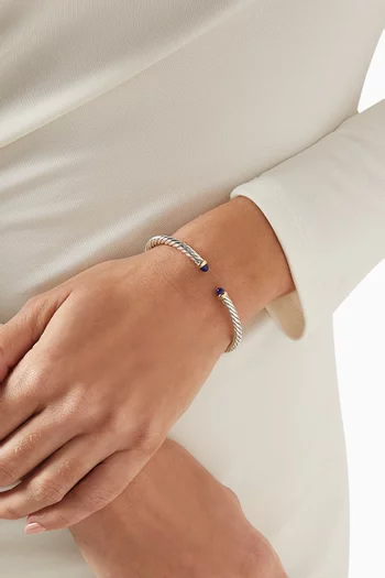 Modern Cable Lapis Bracelet in Silver & 14kt Gold