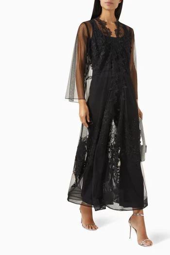 Sheer Abaya in Tulle & Lace