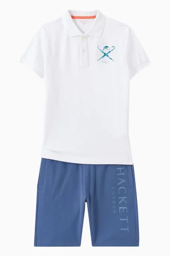 Swim Logo Polo Shirt in Cotton