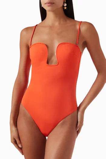 The Curved One-piece Swimsuit in Stretch Nylon