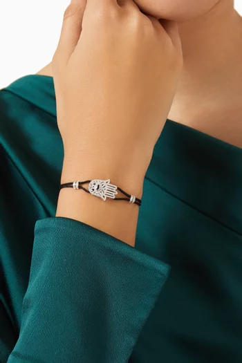Hamsa Sapphire & Diamond String Bracelet in 18kt White Gold