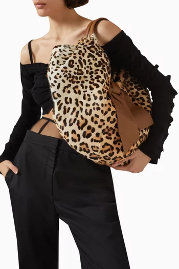 Leopard-print 360 Hobo Shoulder Bag in Pony Hair