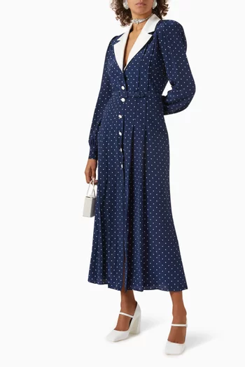 Polka-dot Midi Dress in Silk