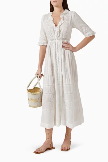 Rosabella Embroidered Dress in Organic Cotton Voile
