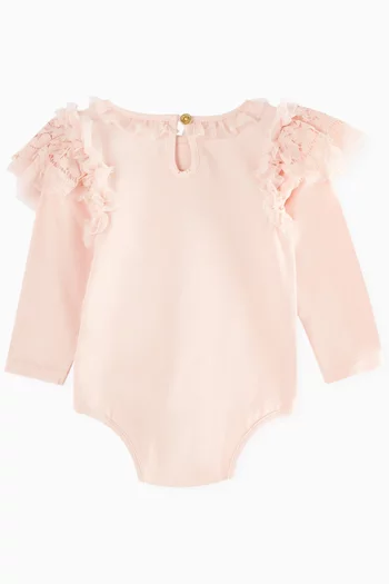 Primrose Lace-trimmed Bodysuit in Cotton-jersey