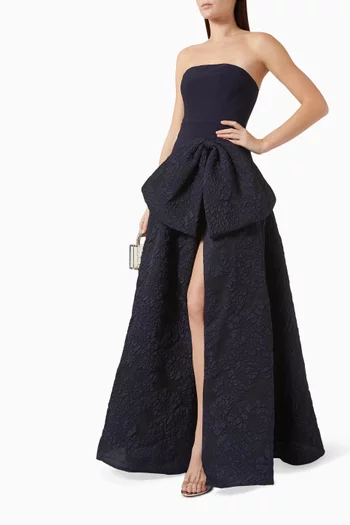 Bow Strapless Gown in Stretch-crepe