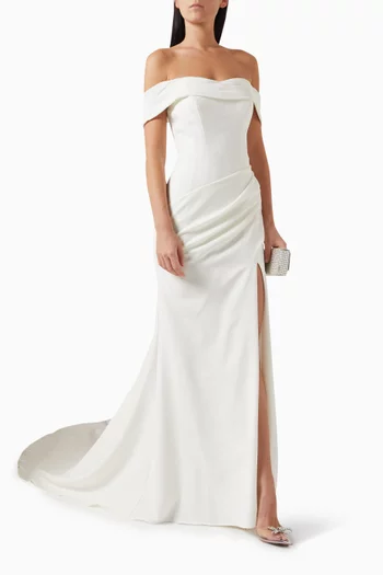 Off-shoulder Heart-shaped Gown in Crepe