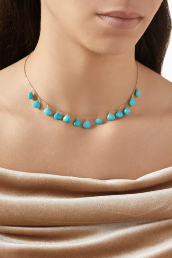 Turquoise Drops Necklace in 18kt Gold