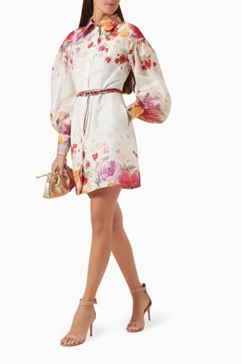 Juliana Shirt Mini Dress in Linen-blend