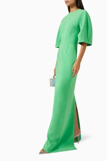 Flared-sleeves Fitted Gown in Crepe