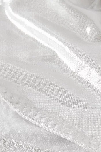 قطعة بيكيني علوية مثلثة بأربطة قماش مطاطي لامع