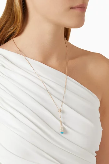 Cleo Diamond & Turquoise Teardrop Necklace in 18kt Rose Gold