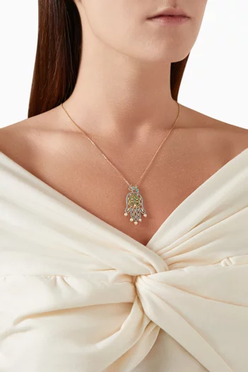 Ya Ein Turquoise & Diamond Alkaff Necklace in 18kt Gold