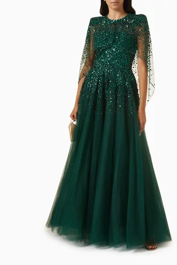 Osha Sequin-embellished Gown in Tulle