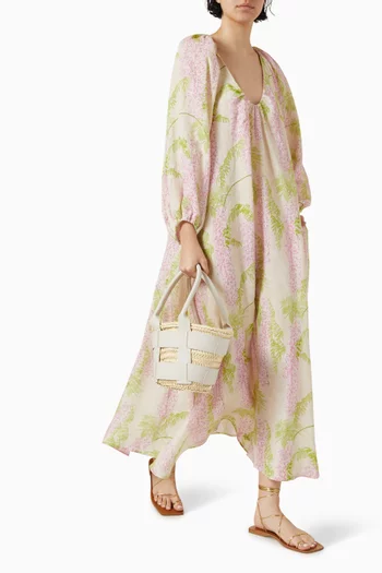 Floral-print Maxi Dress in Linen