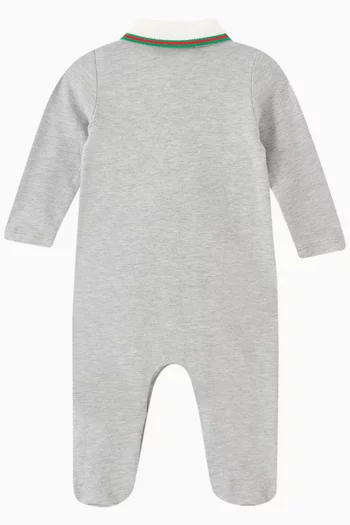 Logo Onesie in Stretch Cotton Piquet