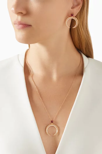 Colours Of Love Hilal Crescent Ruby & Diamond Pendant Necklace in 18kt Rose Gold