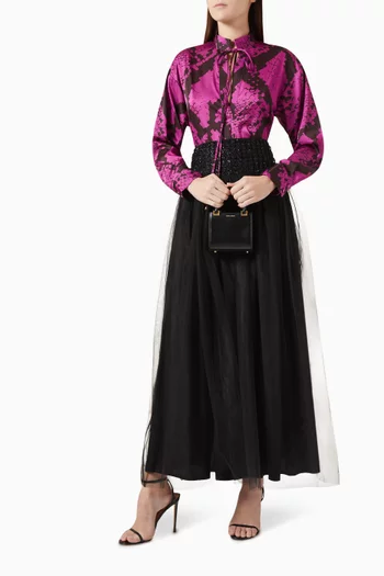 Bead-embellished Midi Skirt in Tulle