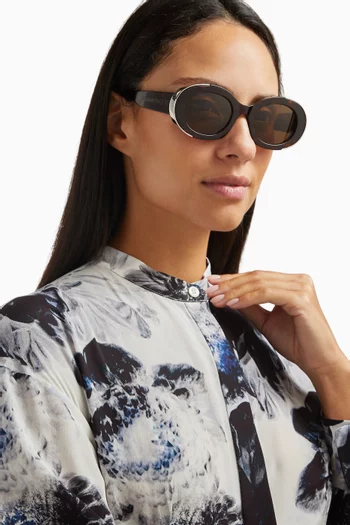 نظارة شمسية بإطار بيضاوي أسيتات