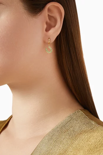 Horseshoe Emerald & Diamond Single Earring in 18kt Gold