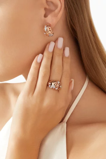 Retro Diamond & Enamel Letter 'S' Earrings in 18kt Rose Gold