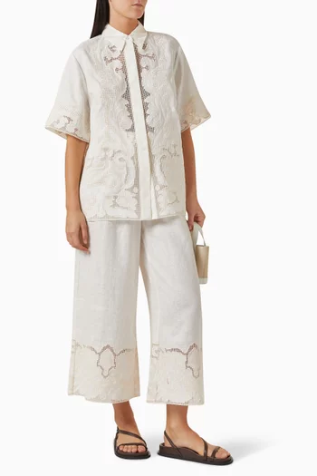 Pegasus Embroidered Shirt in Linen