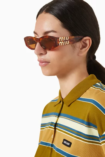 Logo Havana Oval Sunglasses in Acetate