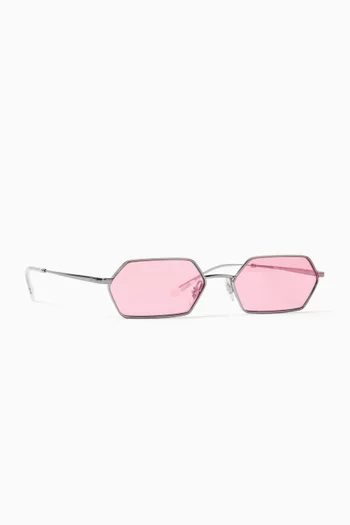 Hexagonal Flat Sunglasses in Metal