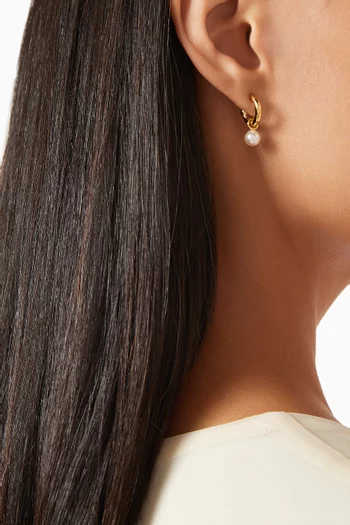 Swarovski Pearl Hoop Earrings in Gold Vermeil