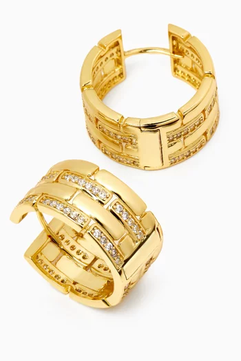 CZ Pavé Chubby Hoop Earrings in Gold-plated Brass