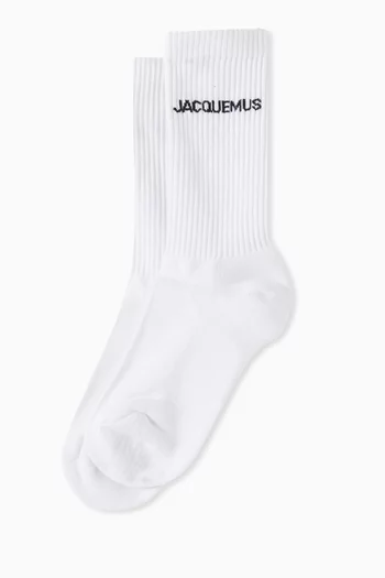 Logo-embroidered Socks in Cotton