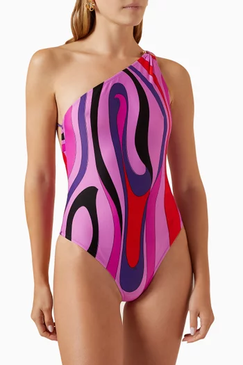 Marmo-print One-piece Swimsuit